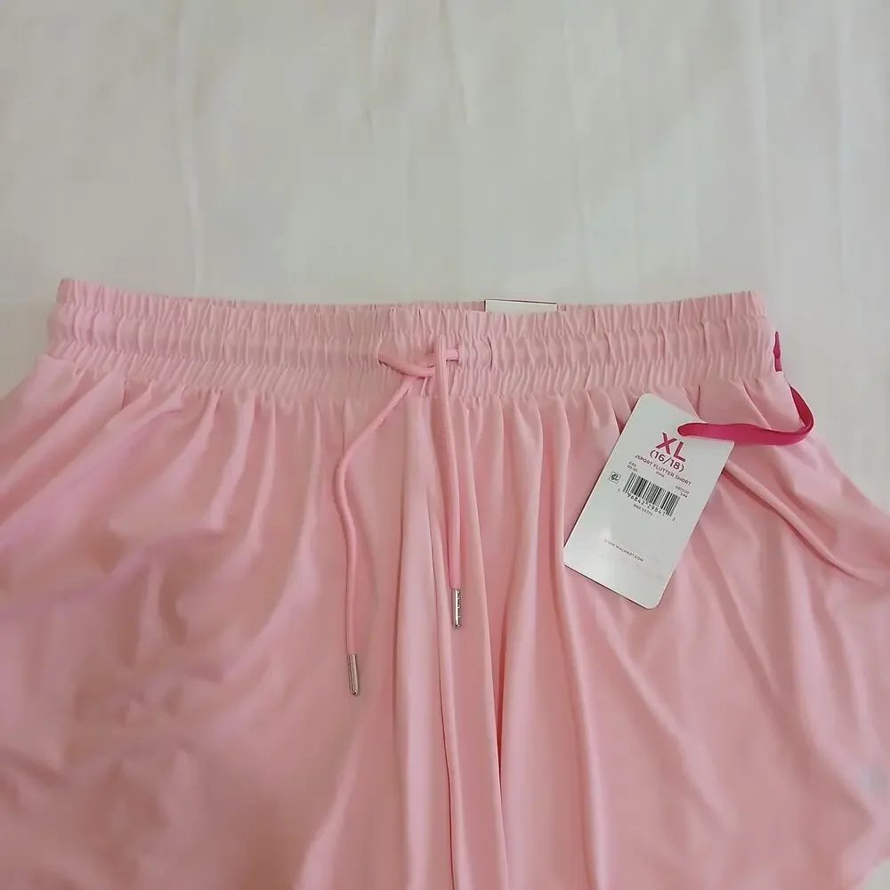 Justice Girls XL 16/18 Pink Flutter Skort Shorts 2-in-1 Athletic NWT Drawstring